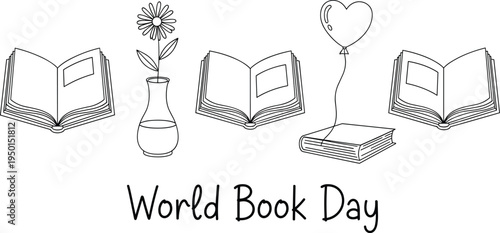 World book day celebration illustration