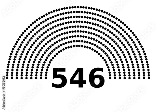 Hemicycle 546 seats - 8 rows