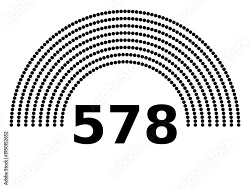 Hemicycle 578 seats - 8 rows