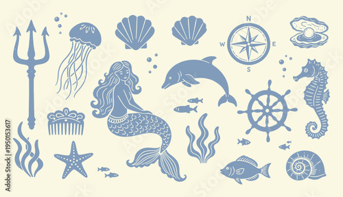 Hand drawn vector illustration of an abstract nautical elements vector