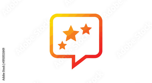 Simple orange gradient vector design representing three star rating within a speech bubble outline