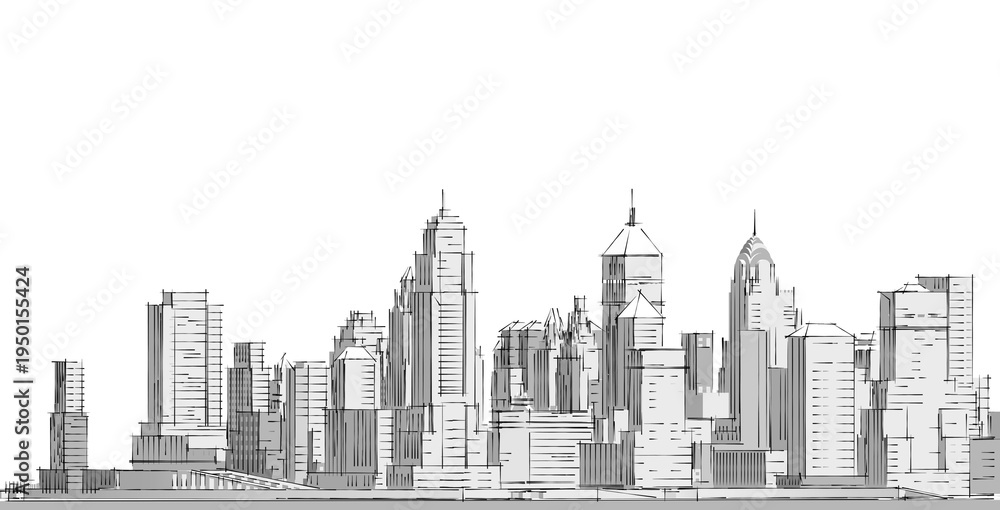 Fototapeta premium modern city panorama 3d illustration 