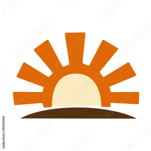 Golden Sunrise Emblem: A radiant sunrise symbol, painted with warm orange hues, signifies a fresh start, hope, and the promise of a bright new day. 