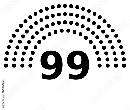 Hemicycle 99 seats - 8 rows