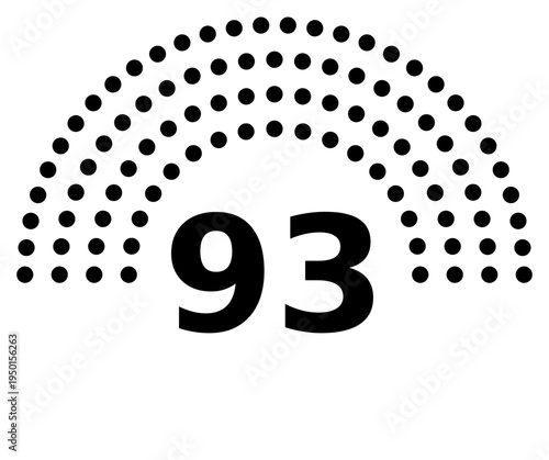 Hemicycle 93 seats - 8 rows