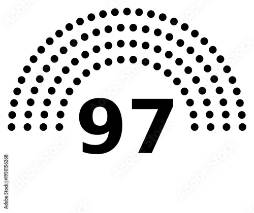 Hemicycle 97 seats - 8 rows