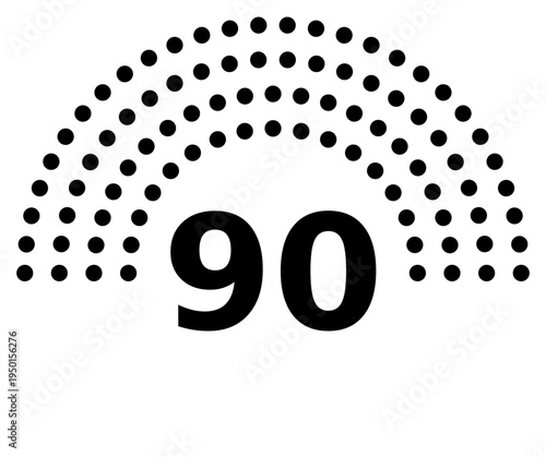 Hemicycle 90 seats - 8 rows