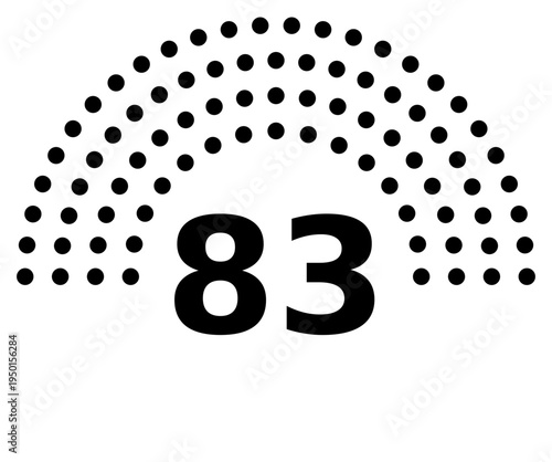 Hemicycle 83 seats - 8 rows