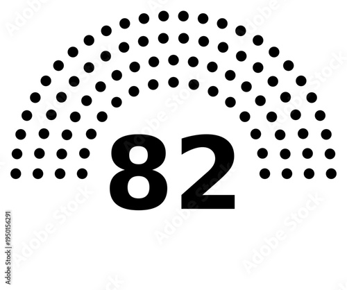 Hemicycle 82 seats - 8 rows