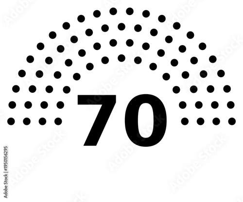 Hemicycle 70 seats - 8 rows