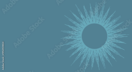 Abstract Blue Sunburst Design with Circular Center on a Solid Teal Background