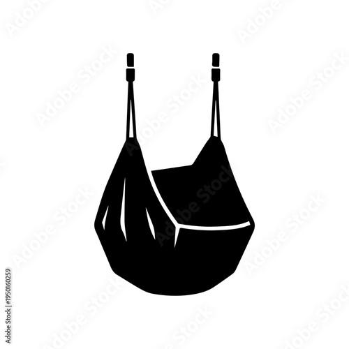 Therapy swing seat black silhouette icon. Autism awareness and sensory integration concept. Minimalist vector illustration isolated on white background