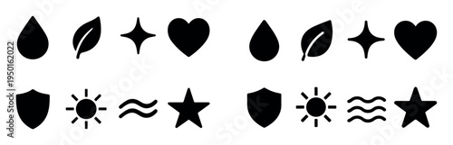 Nature icons with drop and leaf solid