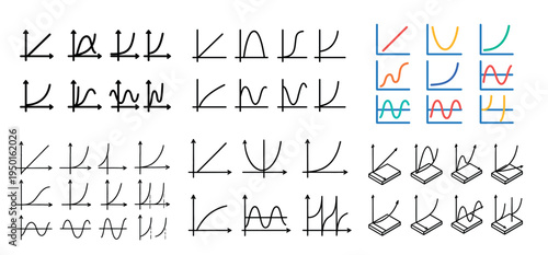 Function icons with curve axis plot outline