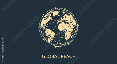Global reach business concept with world map.