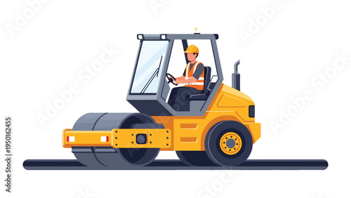 Road Roller Operator: An illustration showcases a road roller operator meticulously managing construction machinery