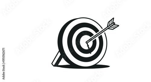 Black and white target with arrow.