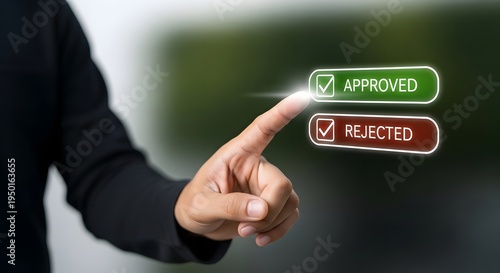 Businessman approving or rejecting with digital buttons