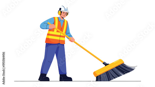 The Janitor: Depicts a janitor cleaning diligently with a broom, showcasing the essence of everyday work and diligence.