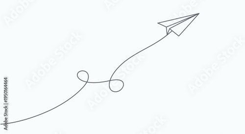 Paper airplane flying with swirl line art