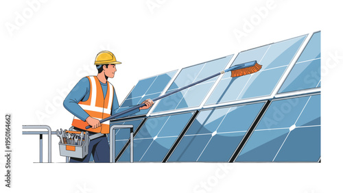 Solar Panel Technician: A technician diligently cleans solar panels, ensuring optimal energy capture and sustainable power generation.