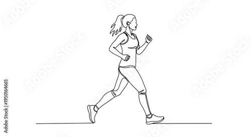 Woman jogging line art fitness illustration with perfect for sports