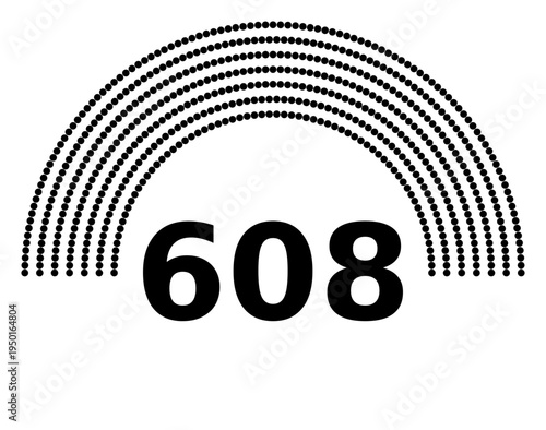 Hemicycle 608 seats - 8 rows