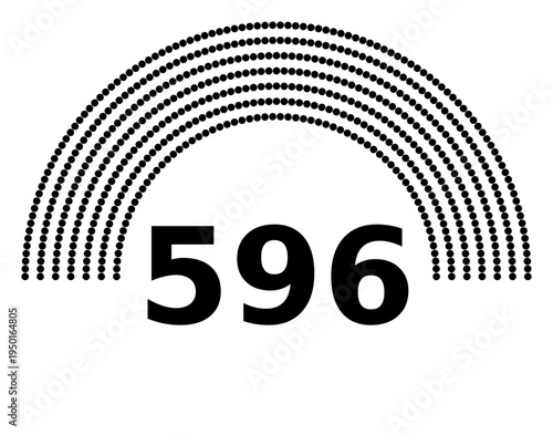 Hemicycle 596 seats - 8 rows
