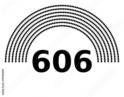 Hemicycle 606 seats - 8 rows