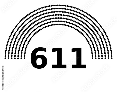 Hemicycle 611 seats - 8 rows