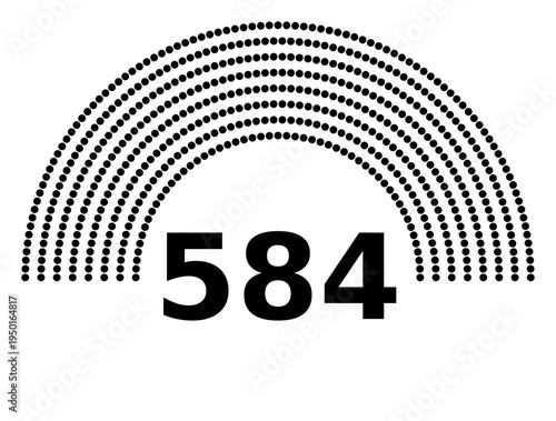 Hemicycle 584 seats - 8 rows