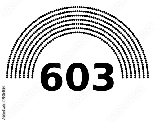 Hemicycle 603 seats - 8 rows