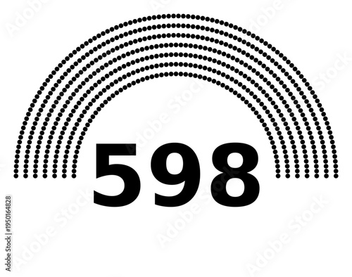 Hemicycle 598 seats - 8 rows