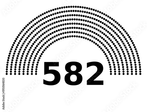 Hemicycle 582 seats - 8 rows