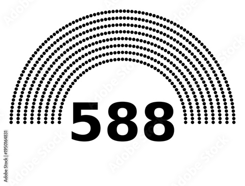 Hemicycle 588 seats - 8 rows