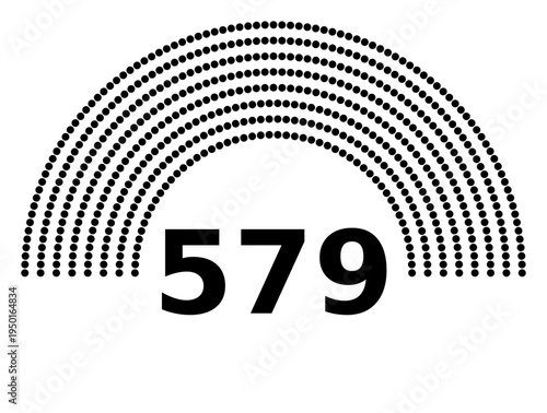 Hemicycle 579 seats - 8 rows