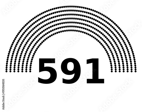 Hemicycle 591 seats - 8 rows