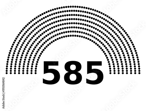 Hemicycle 585 seats - 8 rows