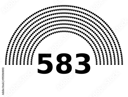 Hemicycle 583 seats - 8 rows