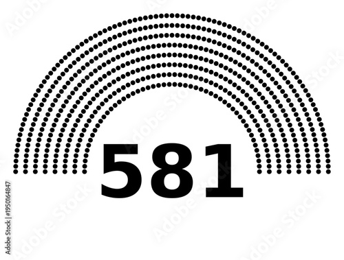 Hemicycle 581 seats - 8 rows