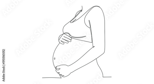 Pregnant woman line art with a sensitive line drawing showing a