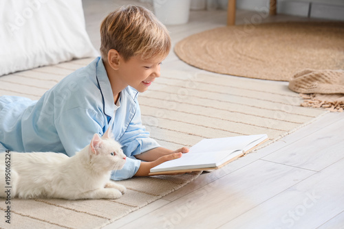 Cute little boy with cat re...