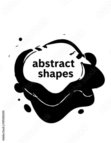 Black abstract shapes design element.