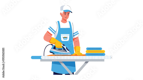 Ironing Clothes: An individual, meticulously tending to a stack of linens, brings the touch of care to everyday domestic task. 