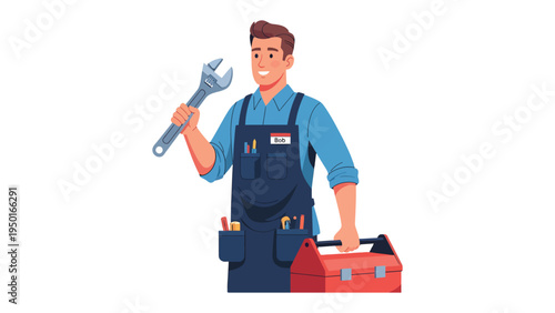 The Skillful Mechanic: An illustration depicting a skilled mechanic with his tools, ready for work, portraying expertise and reliability.