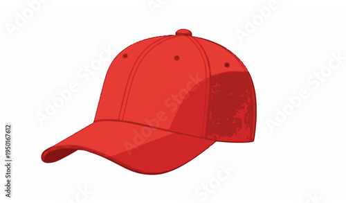 Red baseball cap icon flat style sports hat vector logo design