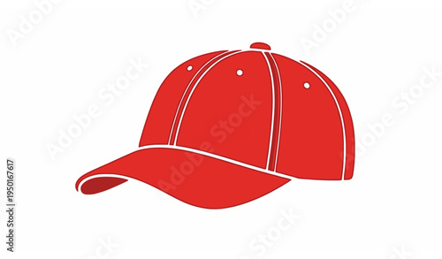 Flat red baseball cap icon sports headwear logo vector illustration