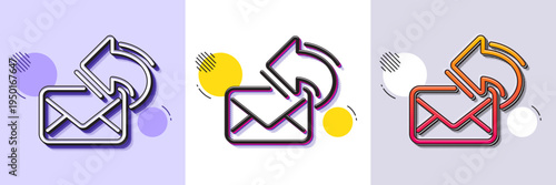 Share mail line icon. Halftone dotted pattern. Gradient icon with grain shadow. New newsletter sign. Phone E-mail symbol. Line share mail icon. Various designs. Vector