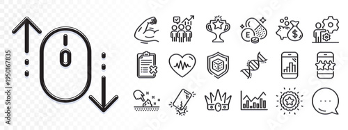 Job, Strong arm and Skin moisture line icons for web app. Glare of light effect. Message icon. Pack of Star, Smartphone broken, Graph phone pictogram icons. Scroll down, Vitamin e, Crown signs. Vector