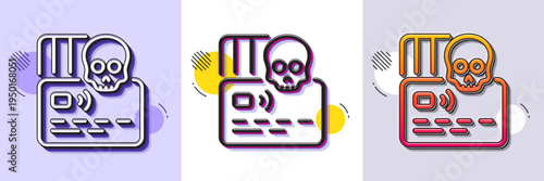 Cyber attack line icon. Halftone dotted pattern. Gradient icon with grain shadow. Ransomware threat sign. Credit card phishing symbol. Line cyber attack icon. Various designs. Vector